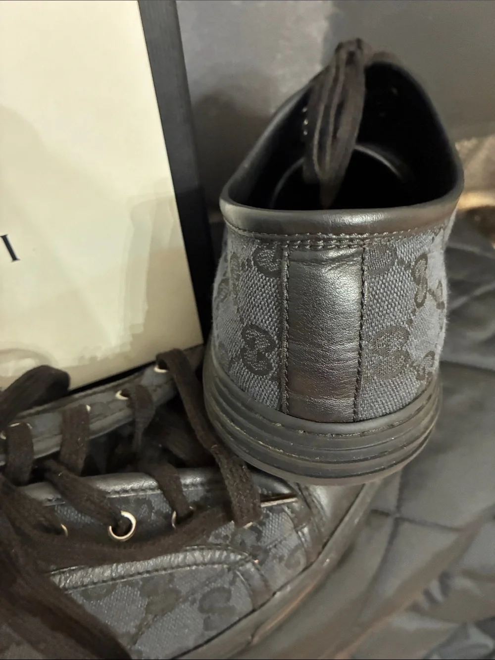 Gucci Men’s Black GG Monogram Low-Top Sneakers